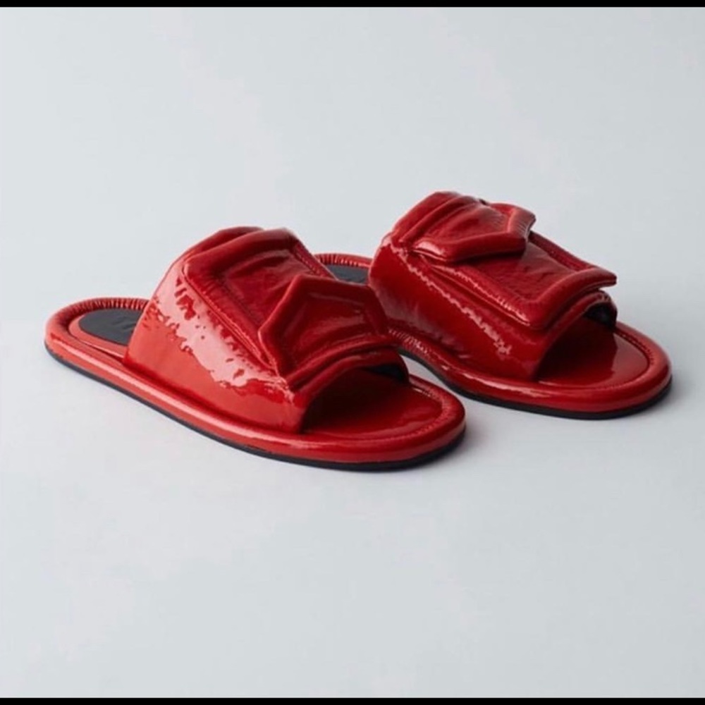 TIBI Red Beyren Slides - 42